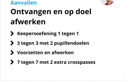 Voetbaltraining afwerken op doel