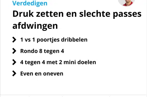 Voetbaltraining verdedigen