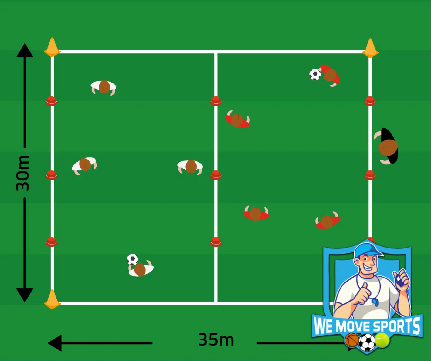 Voetbal oefening onder 12